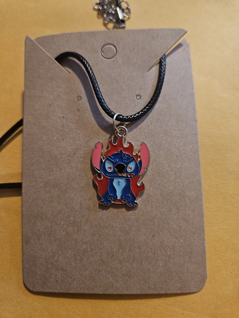 Blue and Red Stitch Flame Pendant Necklace for Kids